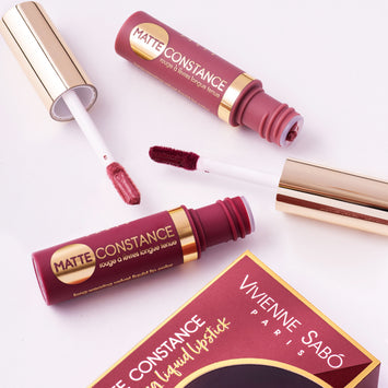 matte lipstick long lasting Matte Constance duo Vivienne Sabo| Shades 30 (pale pink nude) & 37 (marsala)