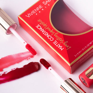 matte lipstick long lasting Matte Constance duo Vivienne Sabo| Shades 33 (coral) & 34 (classic red)