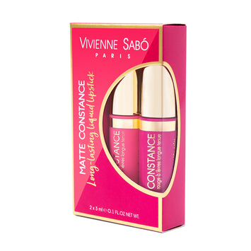 matte lipstick long lasting Matte Constance duo Vivienne Sabo| Shades 32 (warm pink nude) and 35 (fucsia)
